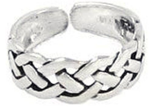 Toe Ring - Sterling Silver Adjustable Irish Celtic Knot Weave Design Toe Ring
