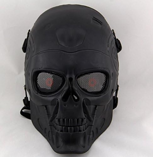 Evaric Hot Skull Eye Mesh Tactical Military Full Face Mask for Hunting CS Airsoft Game Black