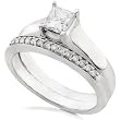 5/8ctw Princess-Cut Solitaire Diamond Wedding Ring Set&nbsp;in 14k White Gold (HI/I1)