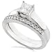 Jewelry : 5/8ctw Princess-Cut Solitaire Diamond Wedding Ring Set in 14k White Gold (HI/I1)