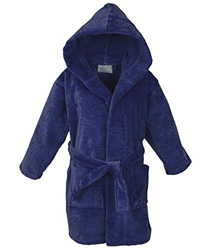 STAR Boys 100% Cotton Velour Hooded Terry Robe Bathrobe Blue