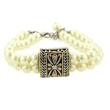 Two Tone Designer Inspired Faux Pearl Bracelet