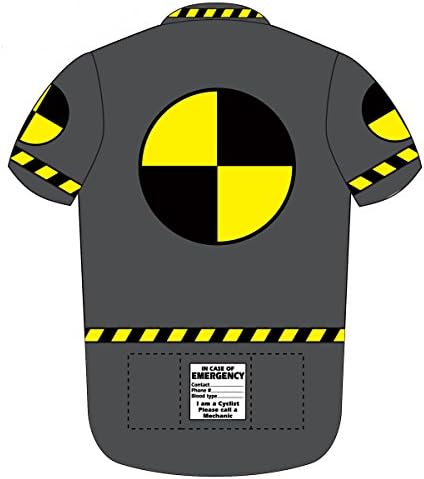 Crash Test Dummy Cycling Jersey by Aussie Sports Apparel Men's XXL Short Sleeve Gray Yellow Black