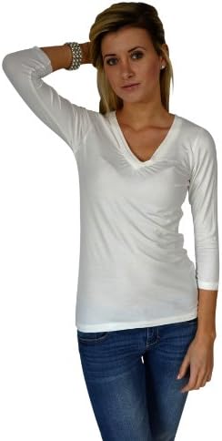 Viscose V-neck long sleeve top white - Extra Large