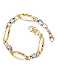 Leslies 14k Two-tone Polished and D/C Link w/ 1/2in. ext. Bracelet Length 7.25"