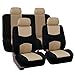 FH Group Car Seat Cover Striking Striped Front Pair Set Car Seat Covers Airbag Compatible, Beige and Black with Gift Universal Fit Interior Accessories for Cars Trucks and SUVs