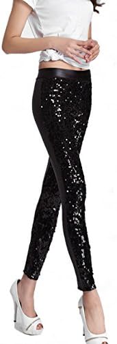 Women's Embellished Sequin Legging Bling Bling Spliced Leggings Jegging