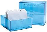Produkt-Bild: Wedo 2506303 Karteibox DIN A6/300 quer, transparent blau inklusive 100 Karteikarten (wei&szlig;, liniert) und Register