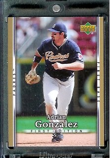 2007 Upper Deck First Edition Baseball Card #268 Adrian Gonzalez San Diego Padres - Mint Condition - In Protective Display Case !