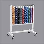 TKO 823VPAC Dumbbell Rack with Casters & Vinyl Dumbbell Silver Metallic