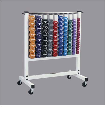 TKO 823VPAC Dumbbell Rack with Casters & Vinyl Dumbbell Silver Metallic