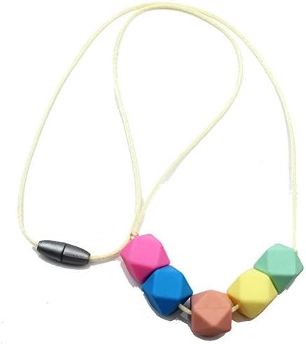 Silicone Teething Necklace for Mom&amp;baby - BPA FREE Baby Teething Beads - Perfect Baby Shower Gift - Hexagon Beads(Pink&amp;Ivory)TN004