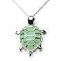 Sterling Silver Green Chinese Jade Turtle Pendant