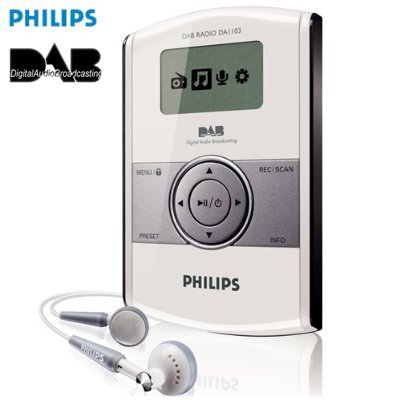 Philips DA1103 MP3 Player With DAB Radio - 1GB Memory Capacity - Plays MP3 and WMA files - Built-in Mic for Voice Recording (mono)