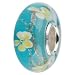 Sterling Silver Core Murano Glass Slide-on and Slide-off Glass Bead , 14 X 8mm. 5mm Hole so Fits Most Bracelets, Compatible with Pandora, Trollbeads Chamilia,silverado,biagi and Many More...