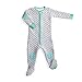 baby deedee Sleepsie Cotton Quilted Footie Pajama, Heather Gray/Teal, 18-24 Months