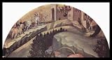 Gentile da Fabriano (Adoration of the Magi, main panel: Adoration of the Magi, detail in the background image: Return of the Kings on another way) White Wood-Mounted Art Poster Print - 13
