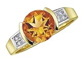 Citrine Gemstone Ring with Diamonds in Yellow Gold