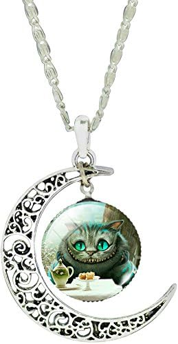 Ceiry Womens Cheshire Cat Moon Time Glass Series Necklaces(No.1)