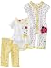 Baby Grand Baby-Girls Newborn 3 Piece Ladybug Printed And Solid Pant Set, Pale Banana, 3-6 Months