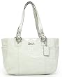 Coach Embossed Signature Patent Leather Gallery E/W Tote Bag 17728 Ivory White