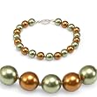 Genuine Swarovski Crystal Two Tone Pearl Bracelet - Copper/Green (8mm)