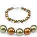 Genuine Swarovski Crystal Two Tone Pearl Bracelet - Copper/Green (8mm)