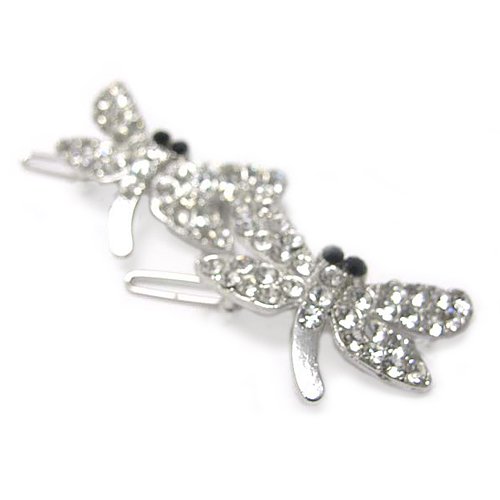 Crystal Butterfly Barrette Hair Accessory -- 2 pc Set
