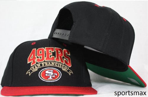 San Francisco 49ers Black / Red Two Tone Snapback Adjustable Plastic Snap Back Hat / Cap