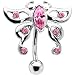 Piercing pour le Nombril - Papillon tribal avec des bijoux roses