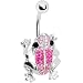 Pink Crystal Frog Belly Ring MADE WITH SWAROVSKI ELEMENTS