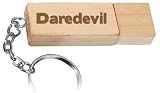  : Engraved Wooden USB Flash Drive 8 GB with chain - Engraved name Daredevil