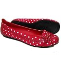 Womens Red Flat Polka Dot Comfort Ladies Pumps Shoes