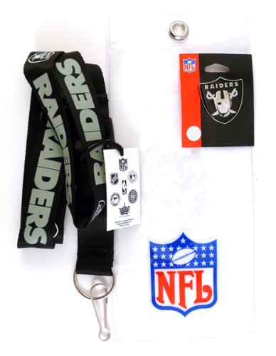 Oakland Raiders Lanyard with Ticket Holder and Logo Pin