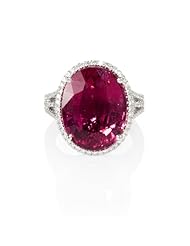 Diamond and Rubellite 18k White Gold Ring