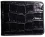Jack Georges Croco Collection Bi-Fold Wallet With Flap Black