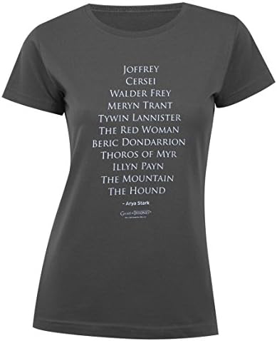 Game of Thrones Women's Arya's Kill List Slim Fit T-Shirt Gray Small