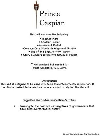 Prince Caspian Novel Study Unit CD