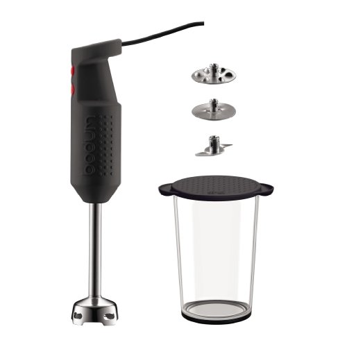Bodum Bistro Set K11179-01Euro Mixeur Plongeant Électrique 2 Disques + 1 Couteau + 1 Bol Mélangeur Noir