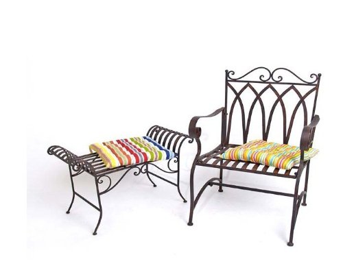 SITZBANK GARTENBANK ROMA ANTIKROST METALL 80 CM SITZHOCKER BÄNKCHEN HOCKER
