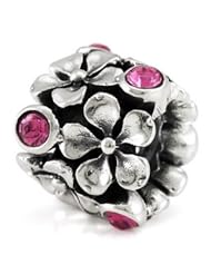 Genuine Ohm Beads (TM) Product. 925 Sterling Silver Pink Buttercup Flowers European Bead Charm. 100% Satisfaction Guaranteed.