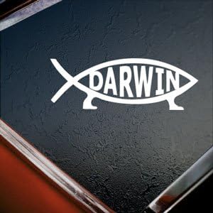 Darwin Fish Sign 6" White Evolve White Silhouette Car Window Vinyl Sticker Decal