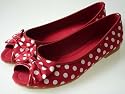 Pumps Sandalen Ballerinas Peep Toes Polka Dots Punkte Rot (S45)