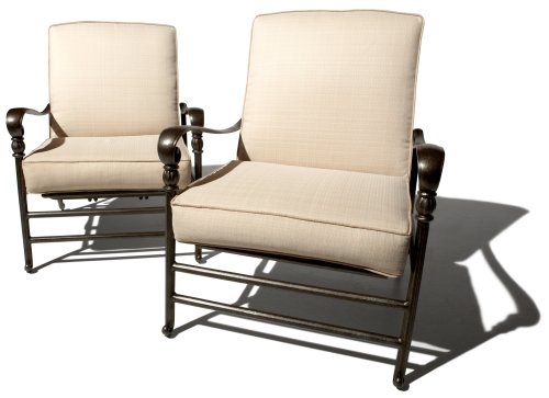 Strathwood St. Thomas Cast Aluminum Deep Seating Motion Chair with Cushion, Set of 2