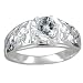 T43R520--Sterling Silver Hawaiian Plumeria Hand Carved CZ Ring
