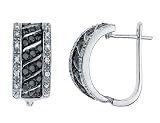 Black and White 7/8 Carat (ctw) Diamond Earrings in 14K White Gold