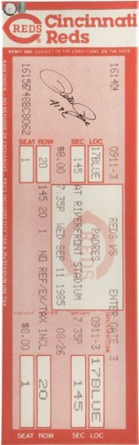 Pete Rose Cincinnati Reds - 4192 Hit Game - Autographed Mega Ticket