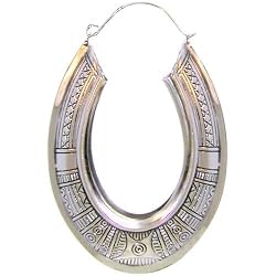 1 3/4 X 2 5/8" Egyptian Style Hoops In Silver Tone
