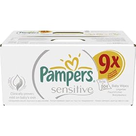 Pampers Sensitive Baby Wipes - 9 x Packs of 56 (504 Wipes)