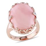 Pink Silver 9ct TGW Pink Opal and Diamond Fashion Ring (0.02 Cttw, G-H Color, I2-I3 Clarity)